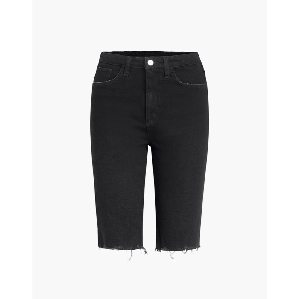 Favorite Daughter THE EVA LONG SLIM Jean SHORT Raw Hem Black Sz 25 $188 NWT.